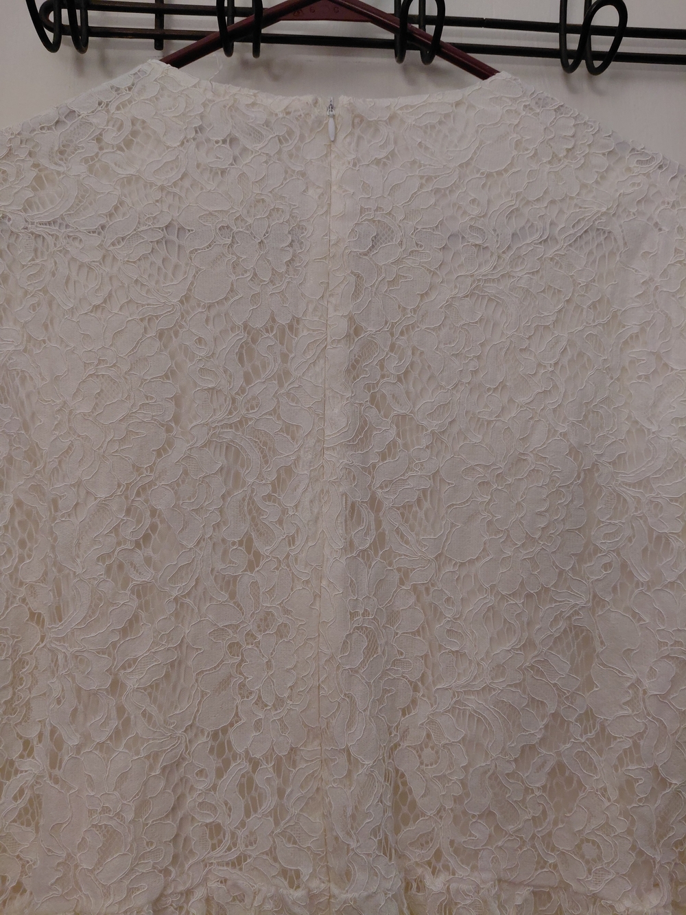 Wonderly White Floral Lace Ruffle Peplum Long Sleeve Top Blouse Large L - Picture 4 of 7